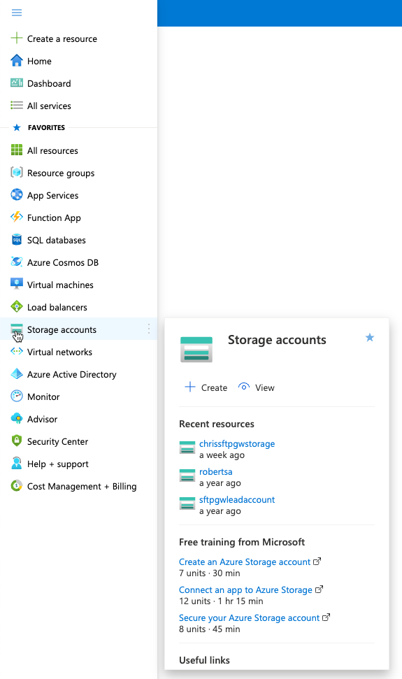 Storage Account Nav
