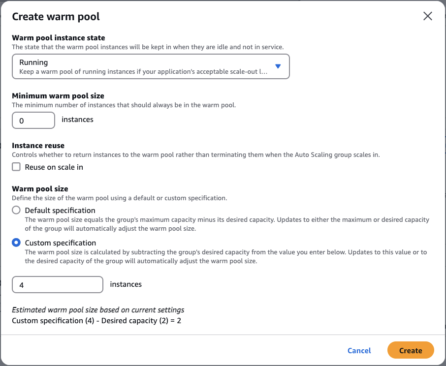 create warm pool