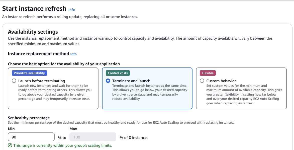 instance refresh settings