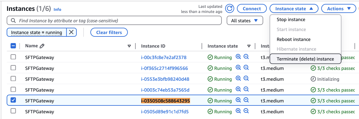 terminate instances