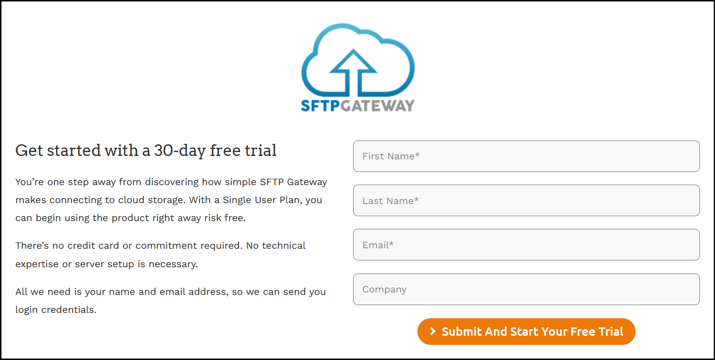 Getting Started With The Single User Plan Sftp Gateway Support