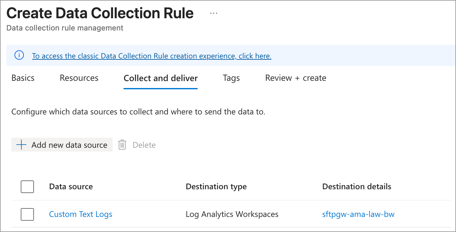 Collect and deliver tab