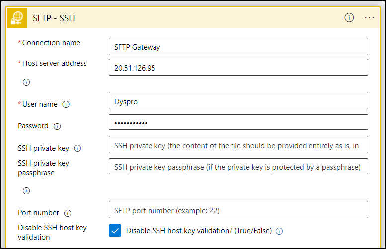 Logic App connection settings