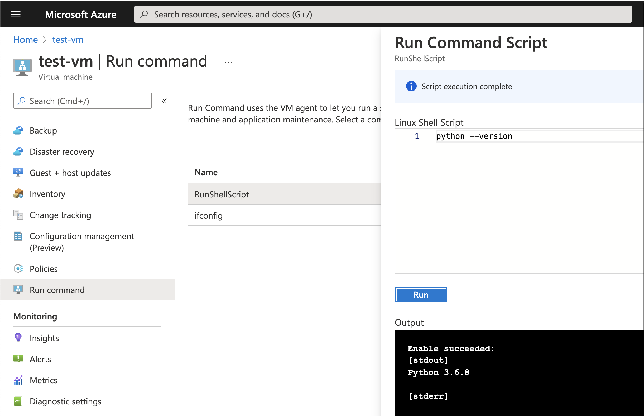 Run Command — check Python